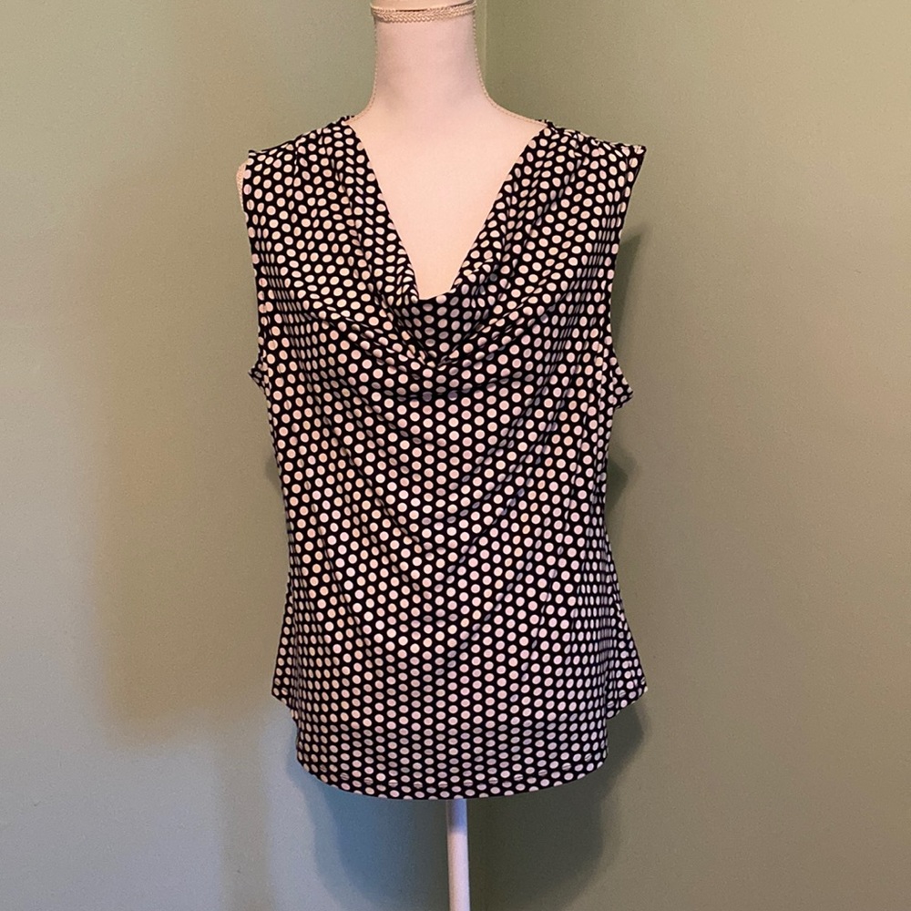 Jones Studio Separates - XL - Womens Black w/ White Poked dots Sleeveless blouse